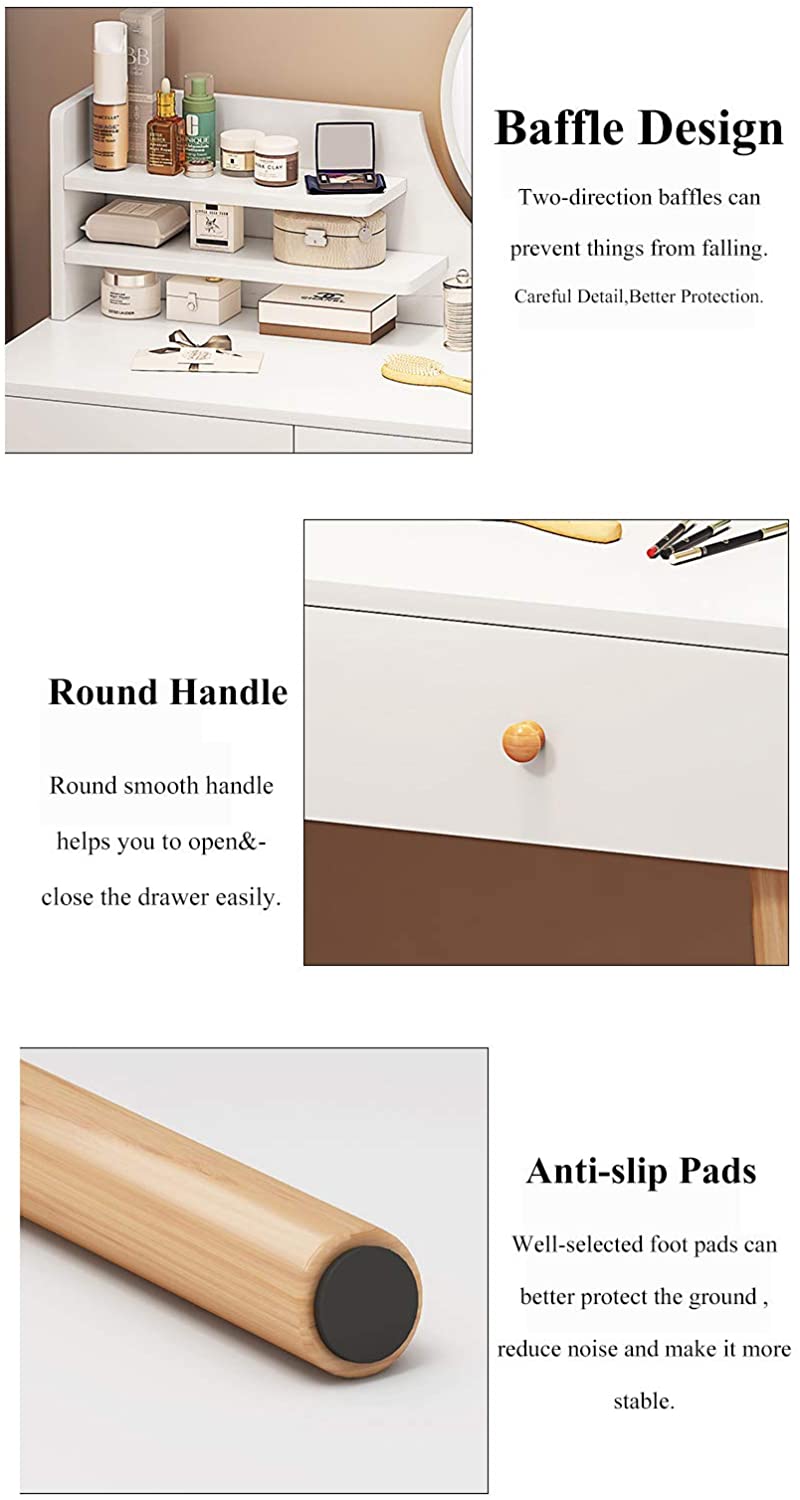 Dressing Table with Mirror and Stool