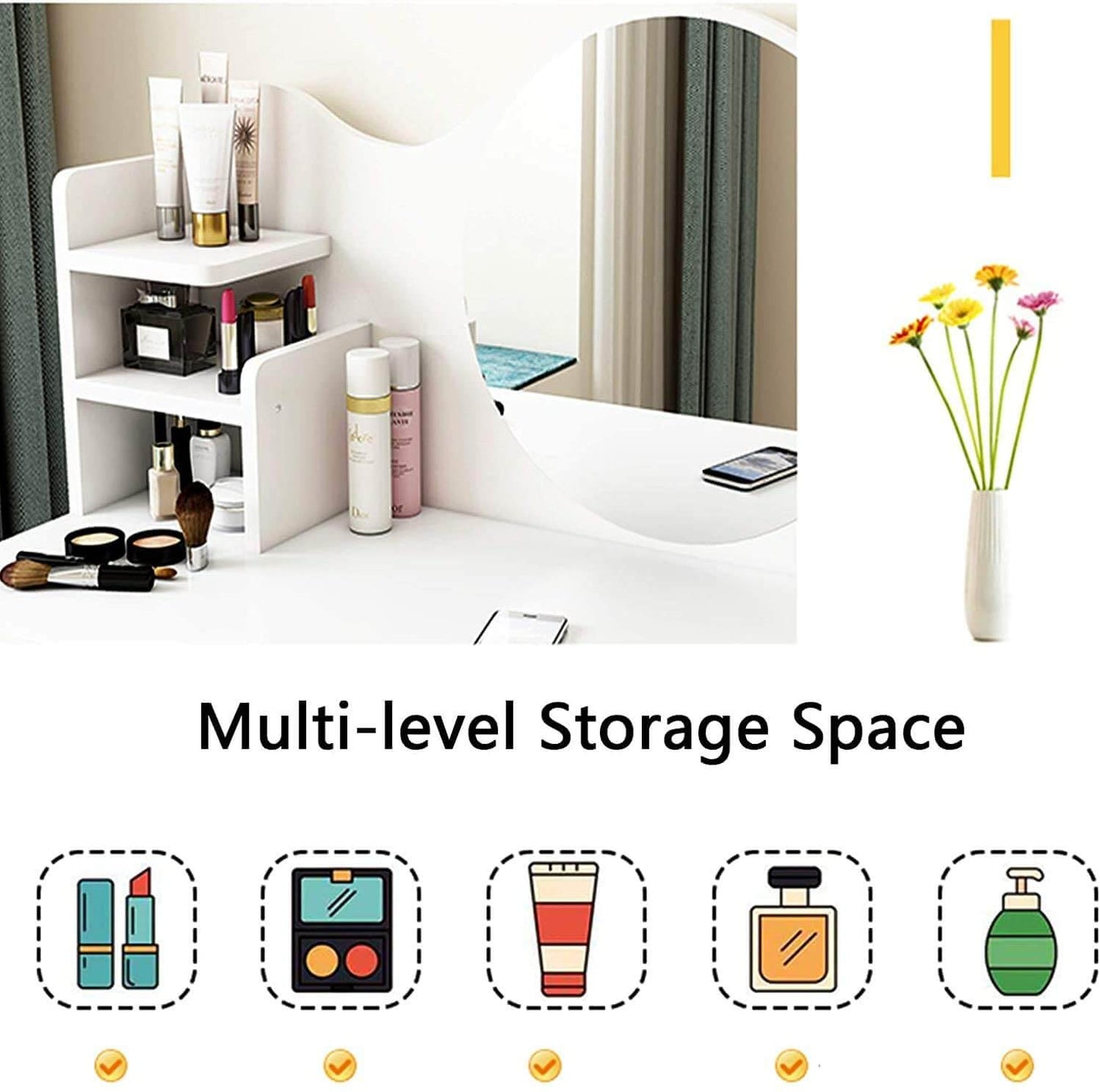 dressing table with storage drawers