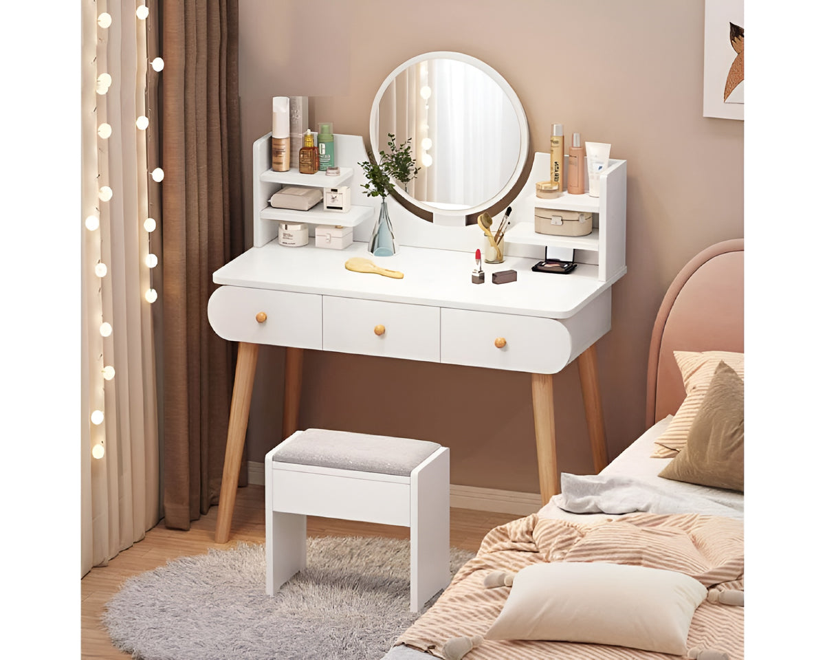 Dressing Table with Mirror and Stool