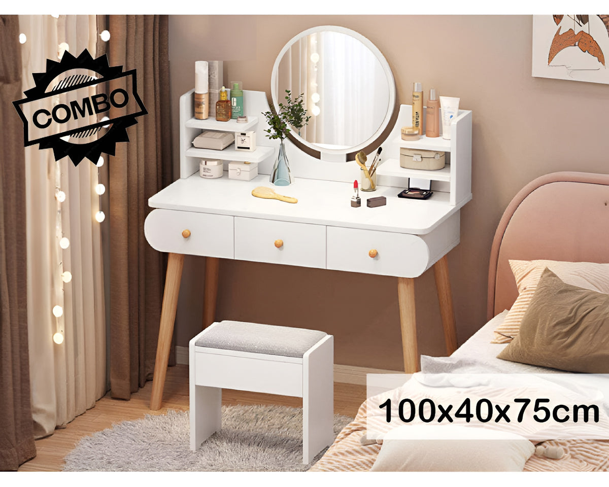 Dressing Table with Mirror and Stool