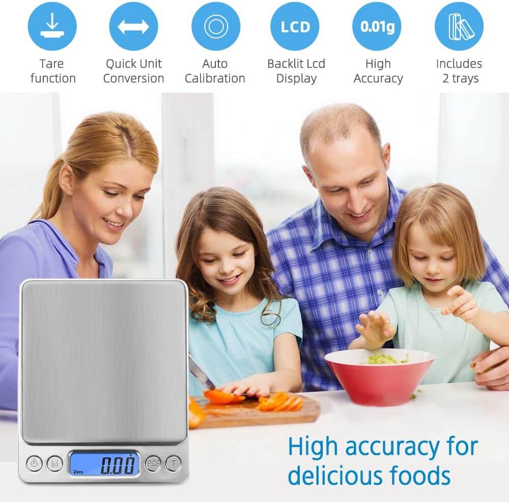 Digital Kitchen Scale – Mini Pocket Scale with 500g Capacity and 0.01g Precision