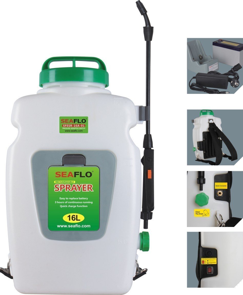 Seaflo Backpack Agricultural Electric Sprayer 16L 12-volt Rechargeable Battery