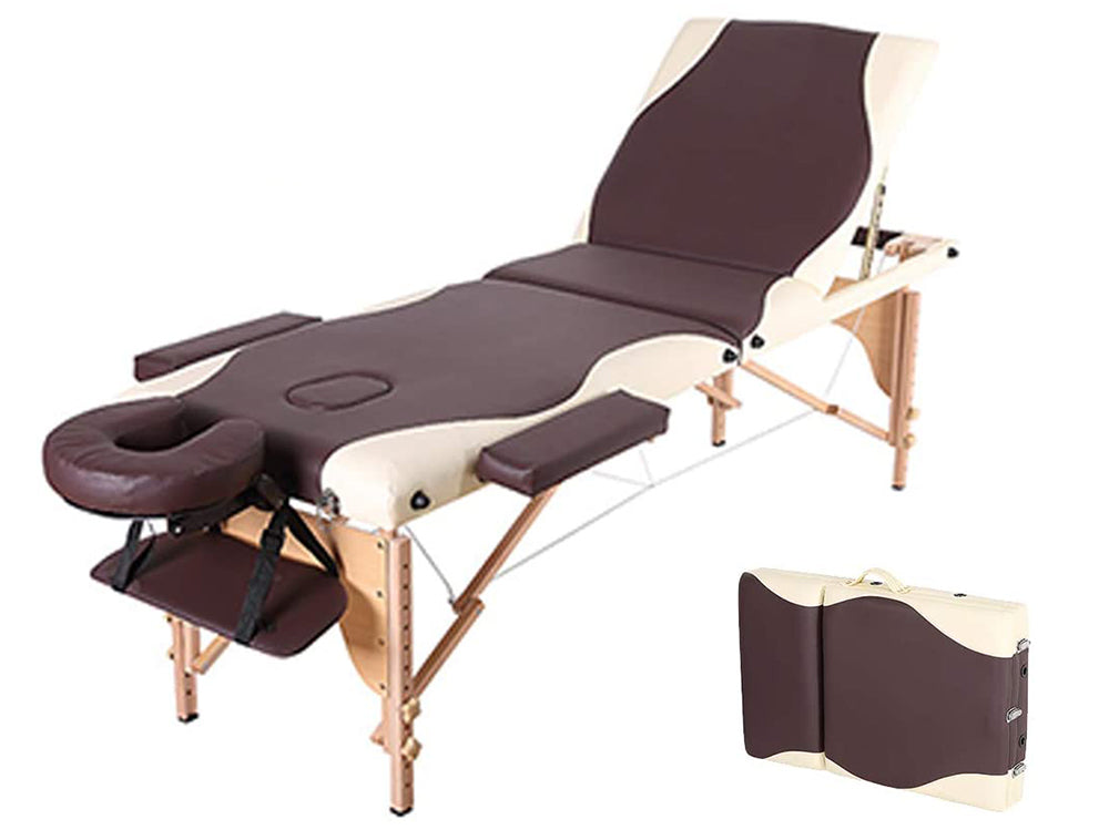 Massage Table 3-Fold Adjustable – Portable PU Massage Table