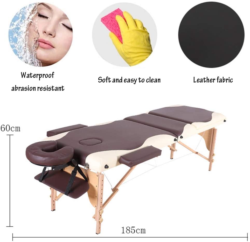 Massage Table 3-Fold Adjustable – Portable PU Massage Table