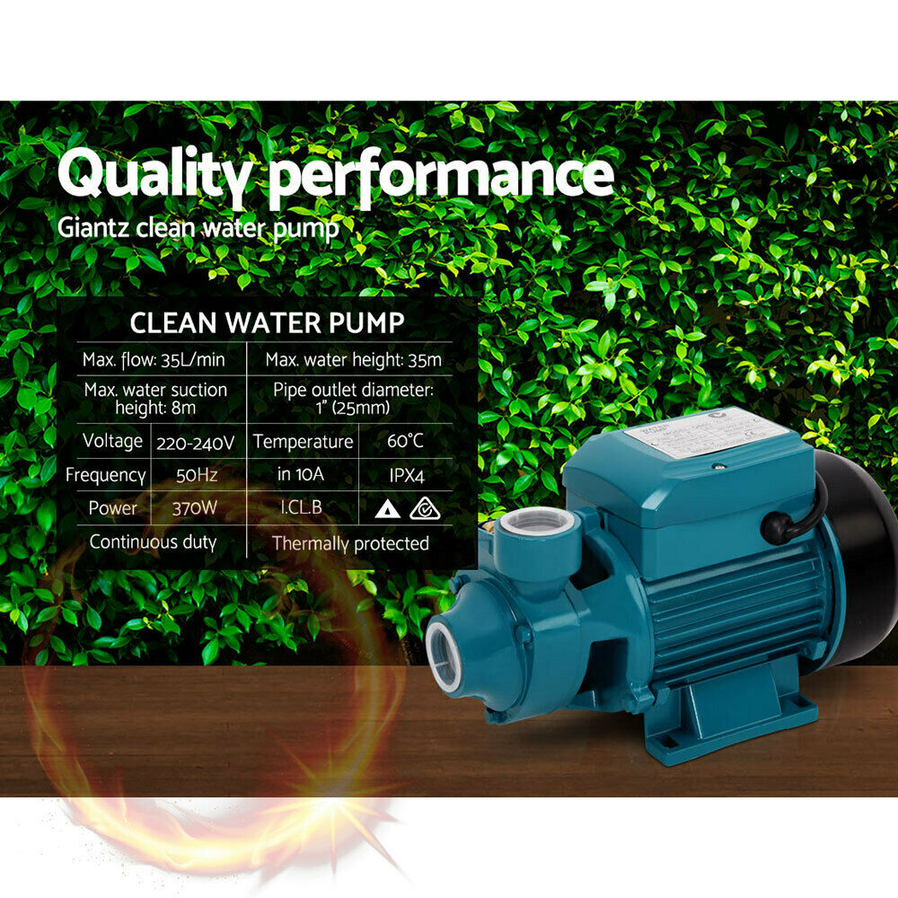 Electric Clean Water Pump 35L/Min 1/2HP – High Performance Pump for Pool, Garden Irrigation