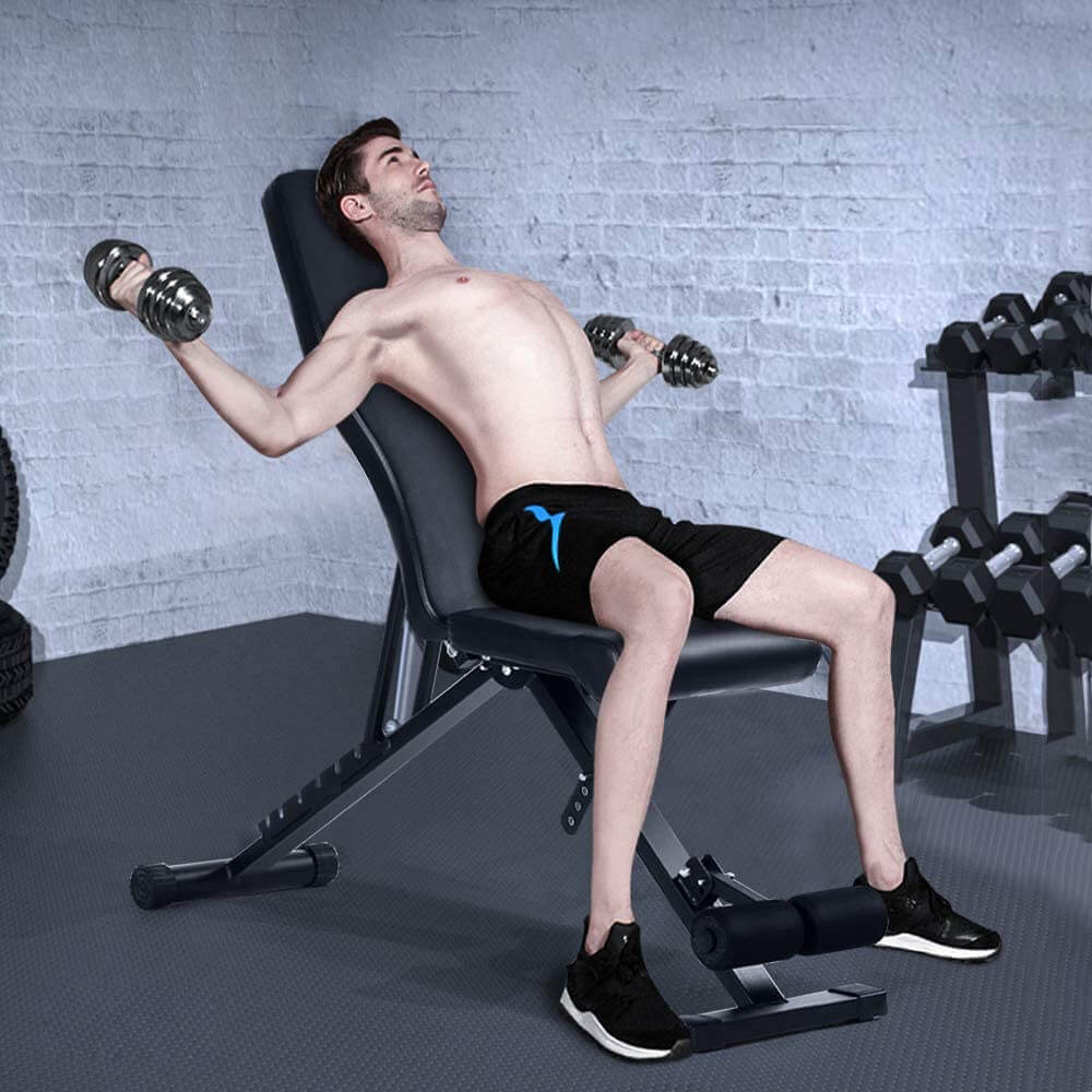 Weight Bench, Adjustable Utility Exercise Workout Bench, Foldable Full Body Incline/Flat/Decline Bench Press for Home Gym