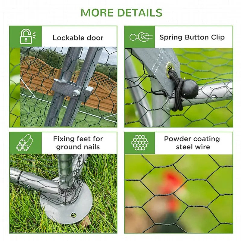 Large Metal Chicken Coop - 3M x 2M x 2M Walk