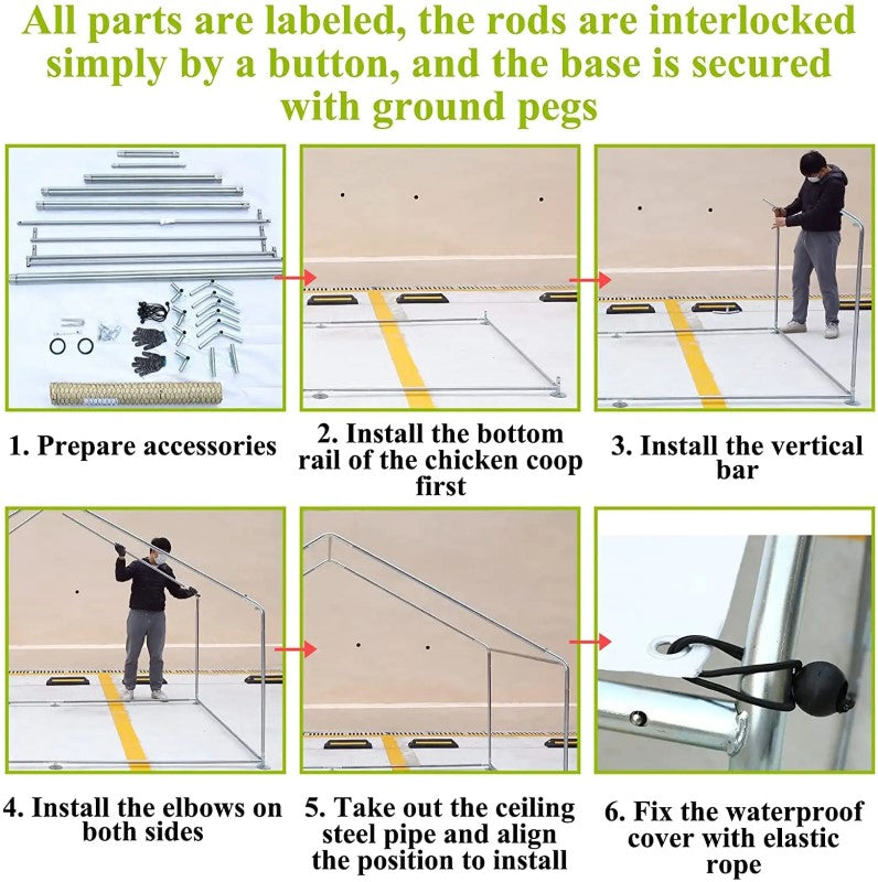 Large Metal Chicken Coop - 3M x 2M x 2M Walk