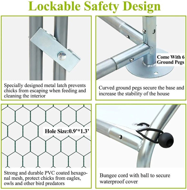 Large Metal Chicken Coop - 3M x 2M x 2M Walk