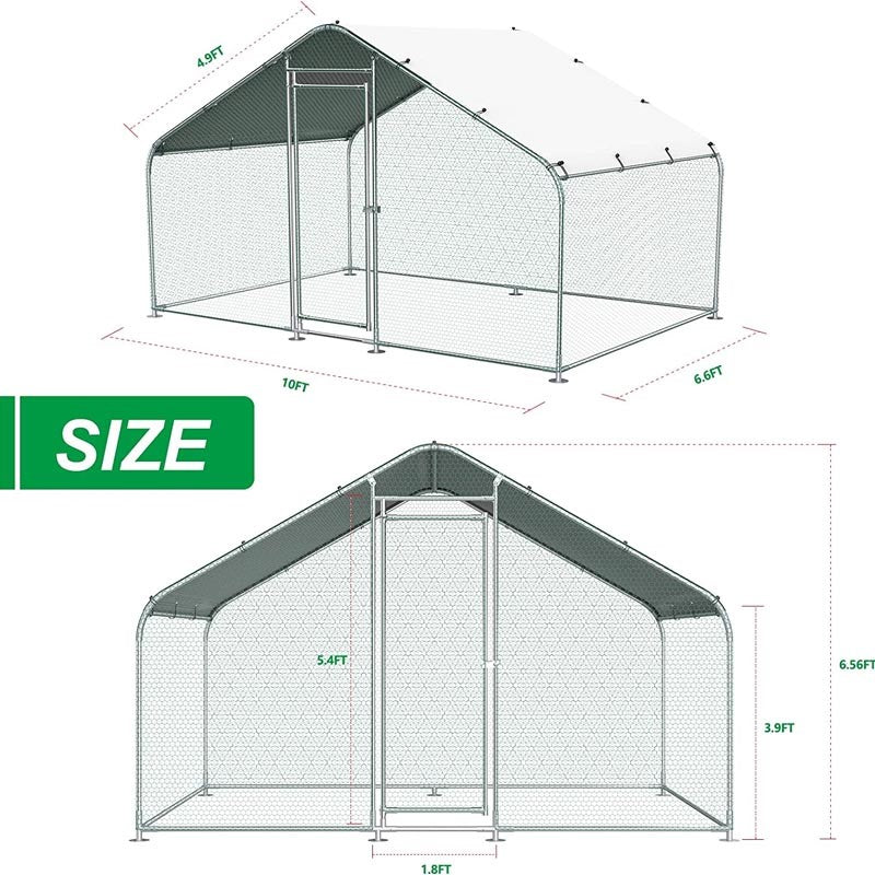 Large Metal Chicken Coop - 3M x 2M x 2M Walk