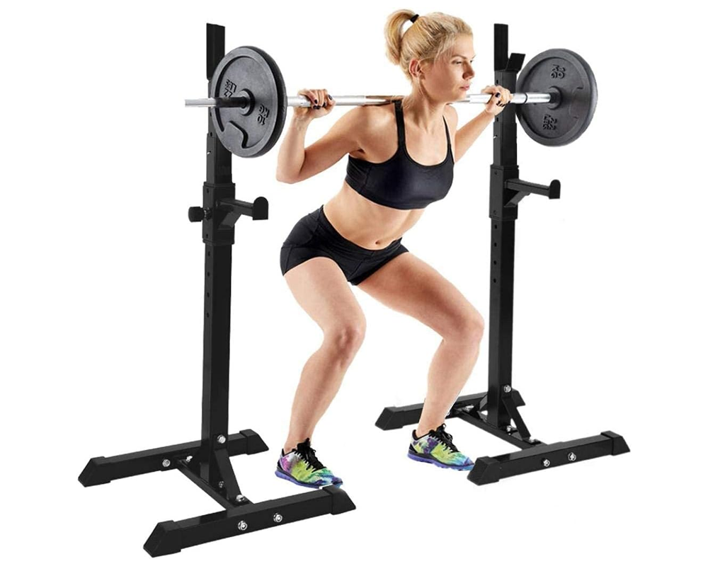 Squat Rack Pair Fitness Weight Lifting Gym Exercise Barbell Stand