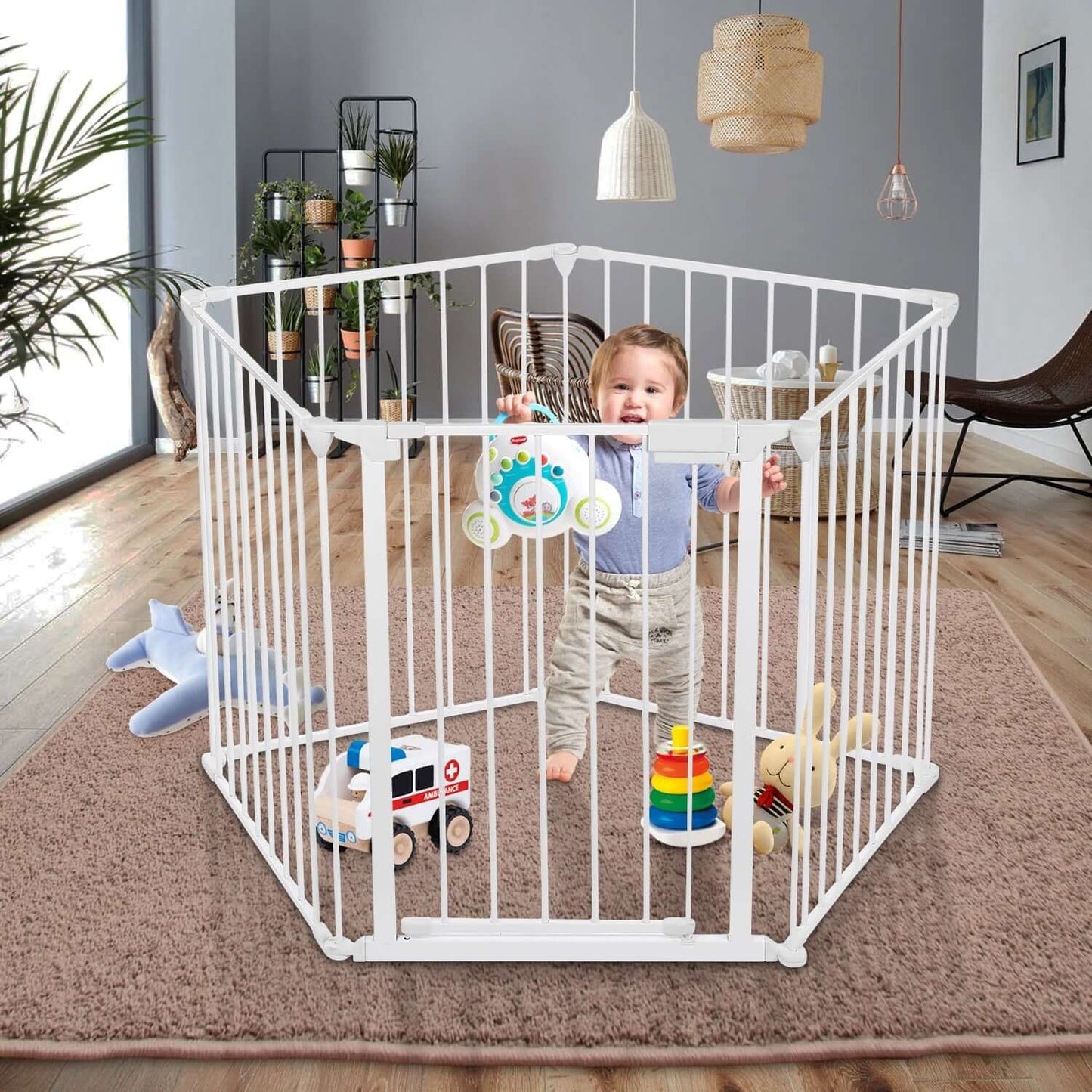 Baby Safety Gate Playpen Fireplace Guard Gate Metal Safety Fence