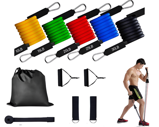11Pcs Resistance Bands Set – Workout Exercise Training Tube Pull Rope
