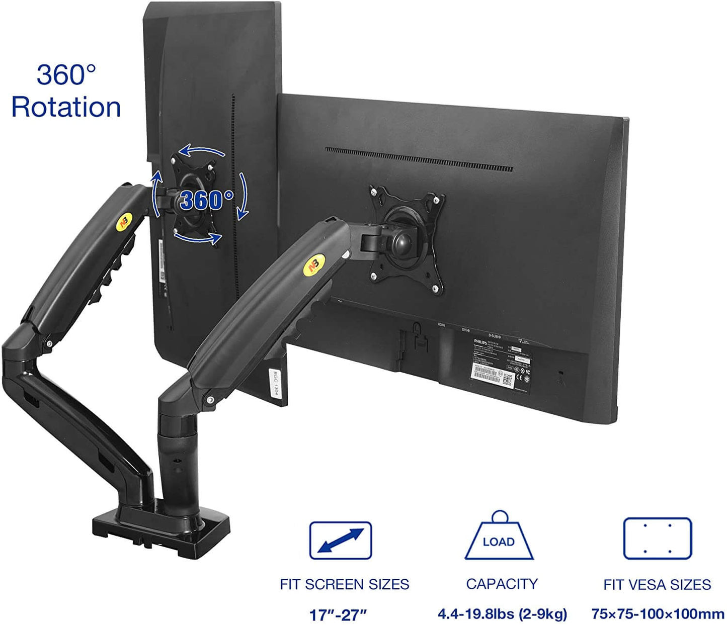 Dual Arm Monitor Stand Bracket Mount