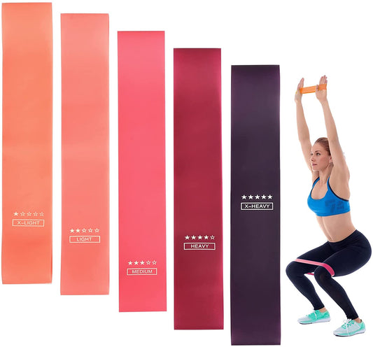 Set of 5 Resistance Bands for Exercise & Strength Training – Premium Elastic Bands for Fitness, Yoga, Pilates, and Home Workouts