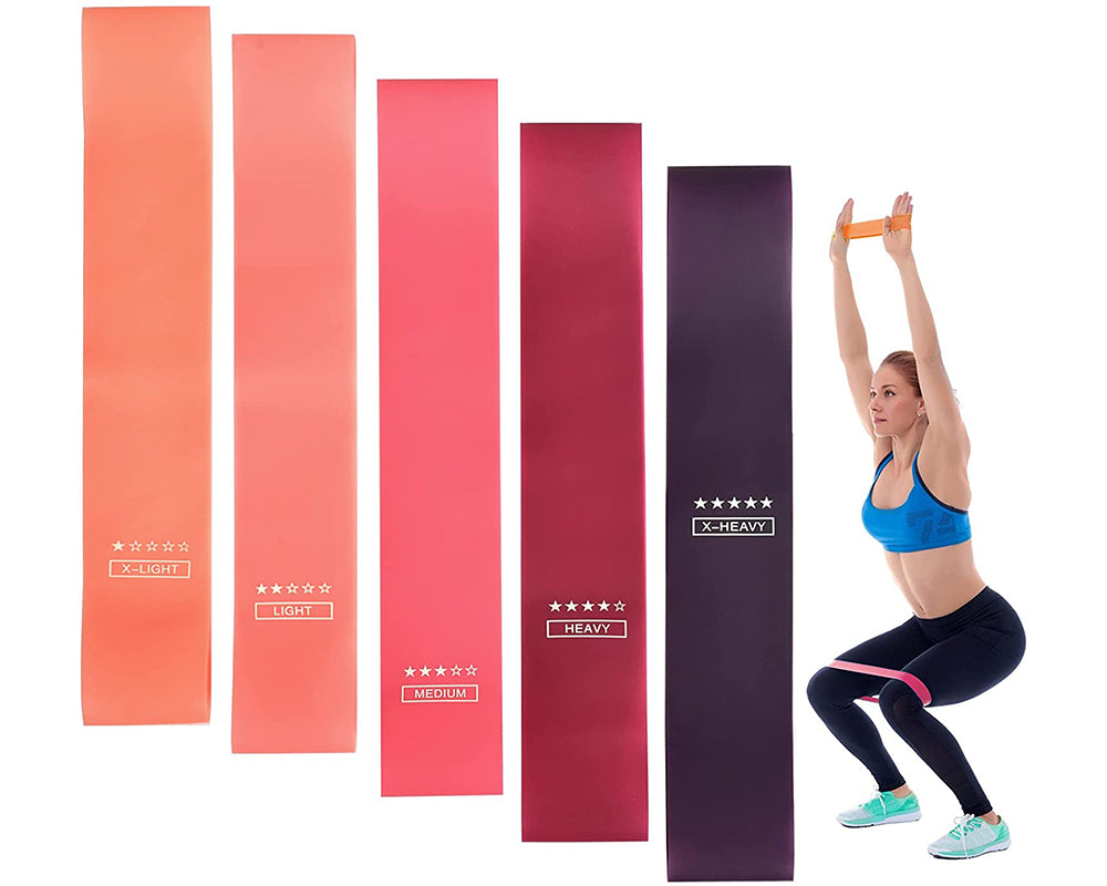 Set of 5 Resistance Bands for Exercise & Strength Training - Premium Elastic Bands for Fitness, Yoga, Pilates, and Home Workouts