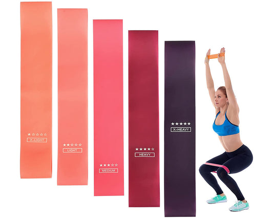 Set of 5 Resistance Bands for Exercise & Strength Training - Premium Elastic Bands for Fitness, Yoga, Pilates, and Home Workouts
