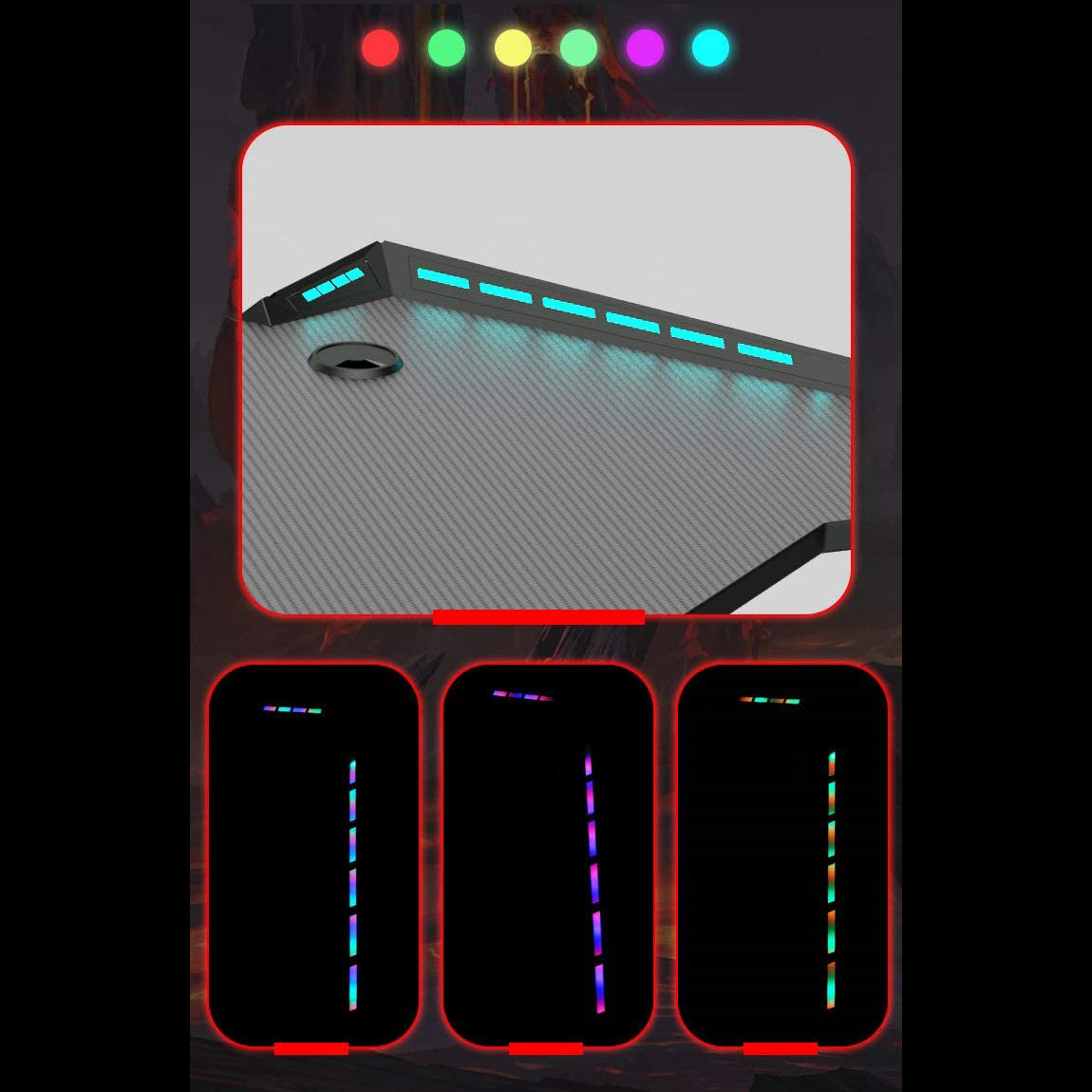 Gaming Chair with Desk – Racing Gaming Chair Combo with RGB Lights & Table