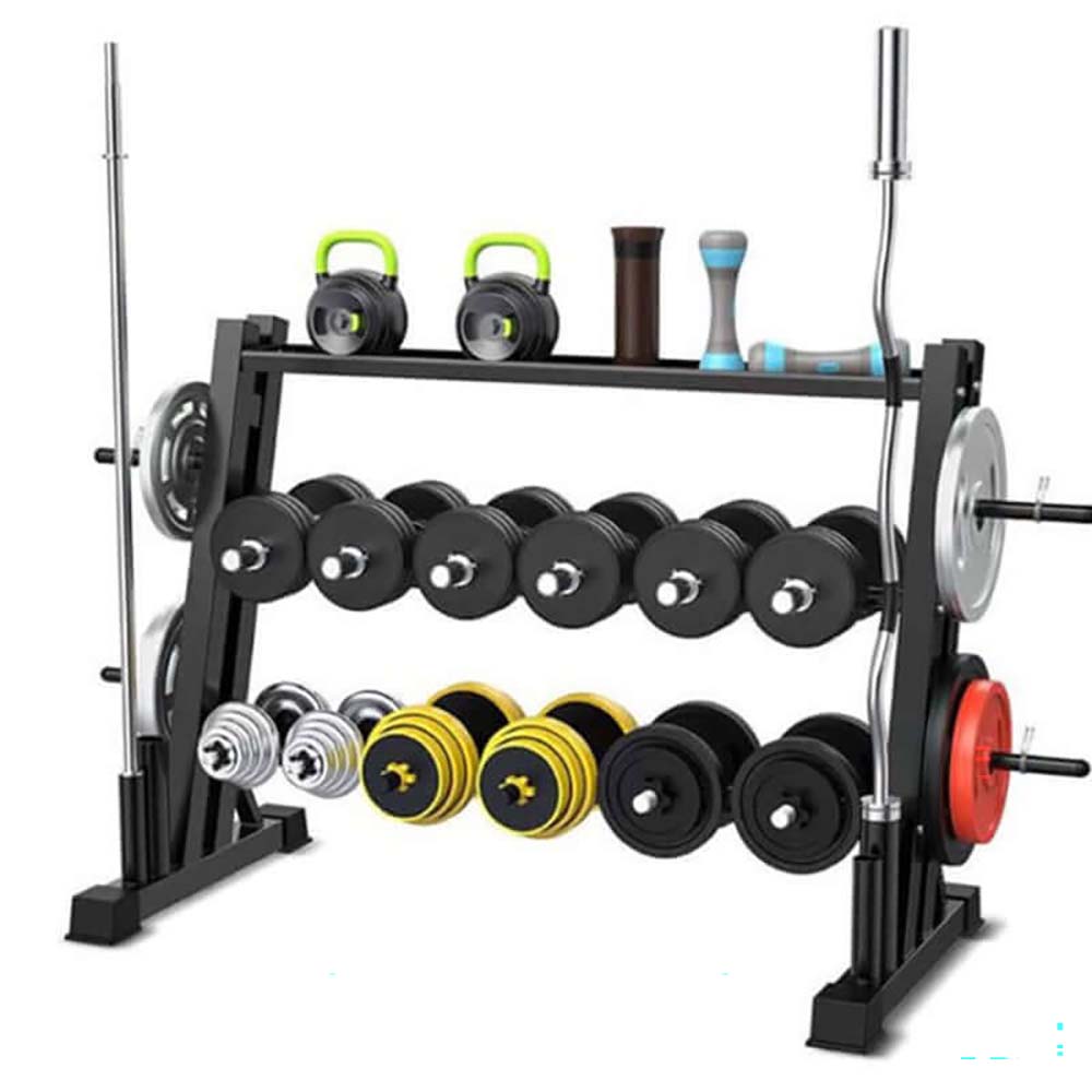 3-Tier Dumbbell Rack - Heavy-Duty Dumbbell Rack with Barbell & Weight Storage