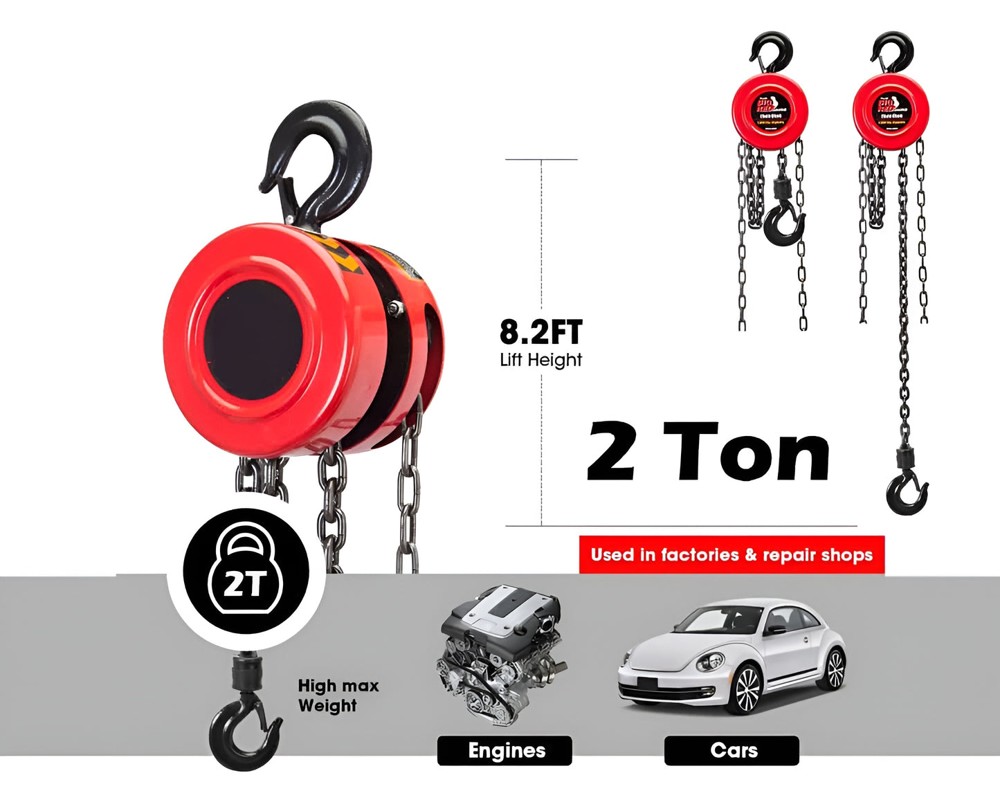 Chain Block &amp; Tackle Hoist 2T 3M