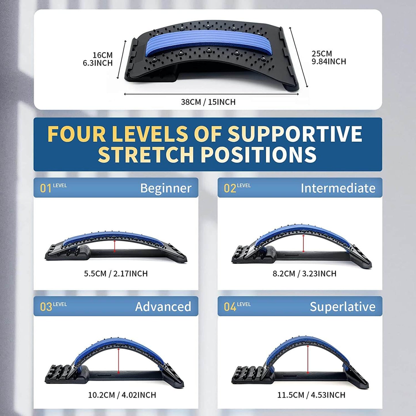 Back Spine Tractor,Lumbar Spine Back Support Stretch Waist Relax Mate Blue