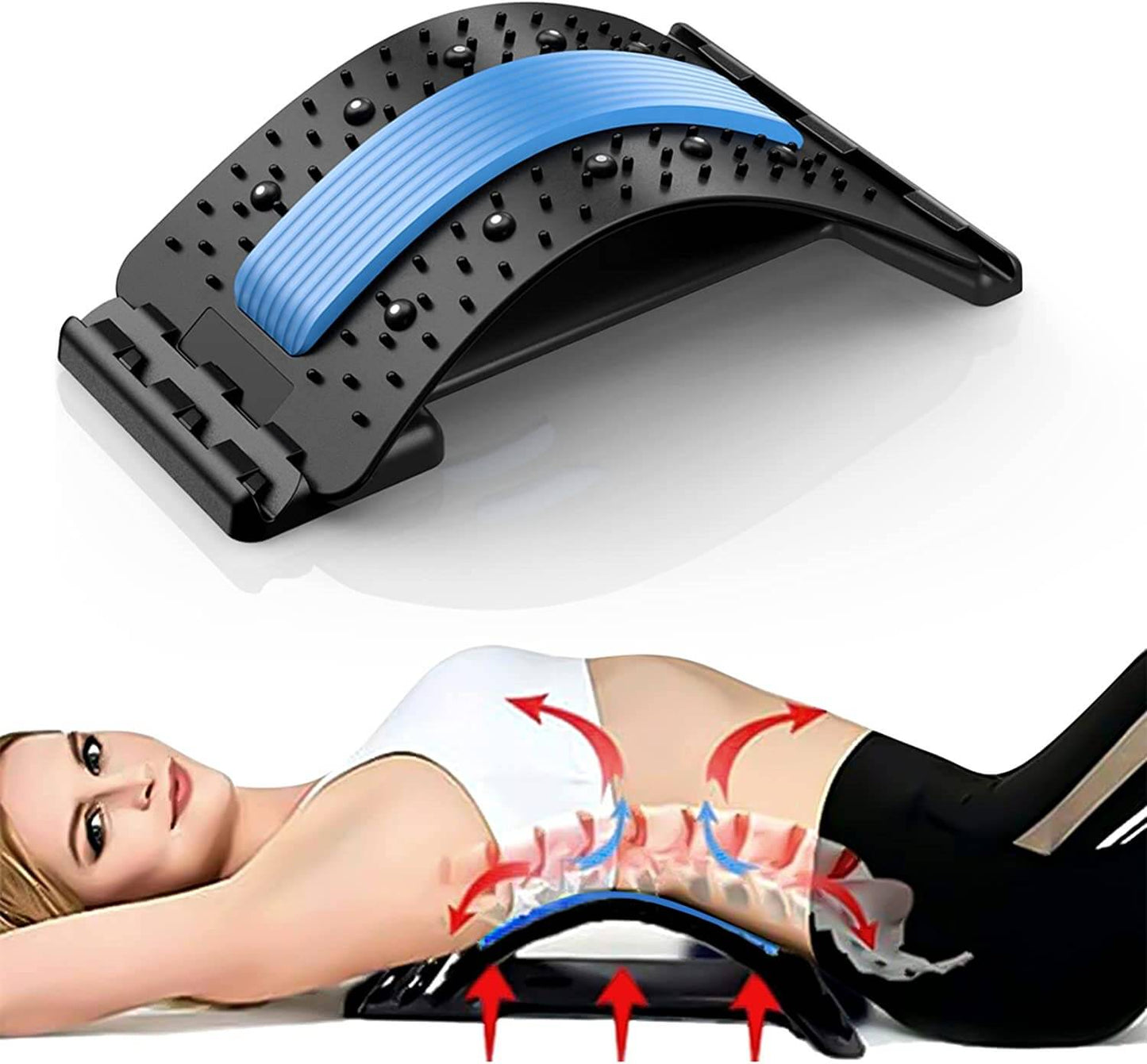Back Spine Tractor,Lumbar Spine Back Support Stretch Waist Relax Mate Blue