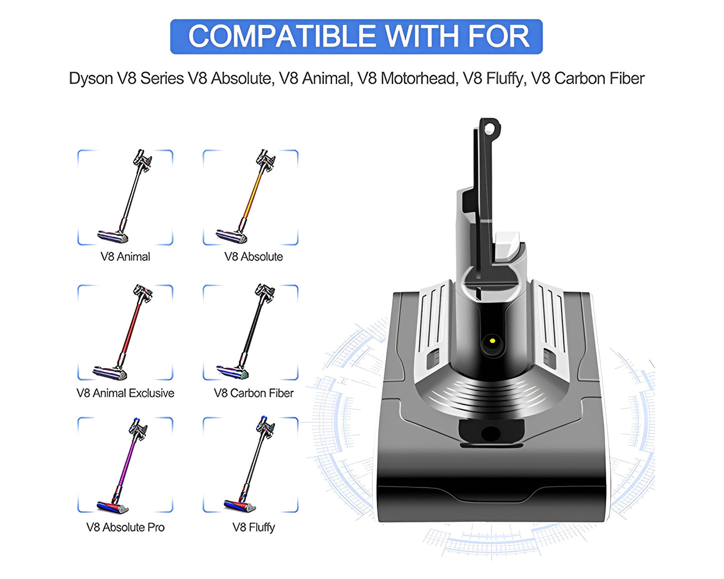 Dyson V8 Replacement Battery 3000mAh