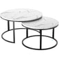 Marble Effect Nesting Coffee Table Set with Black Metal Frame
