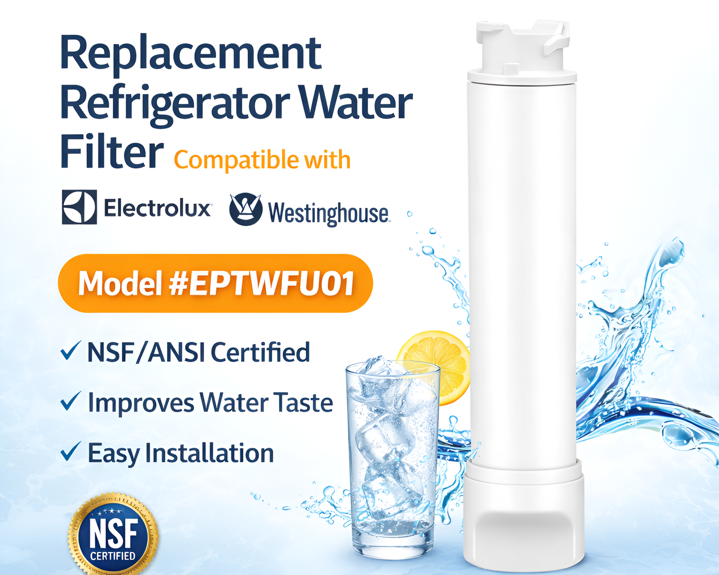 Replacement Compatible Fridge Water Filter for Electrolux Westinghouse EPTWFU01 807946705