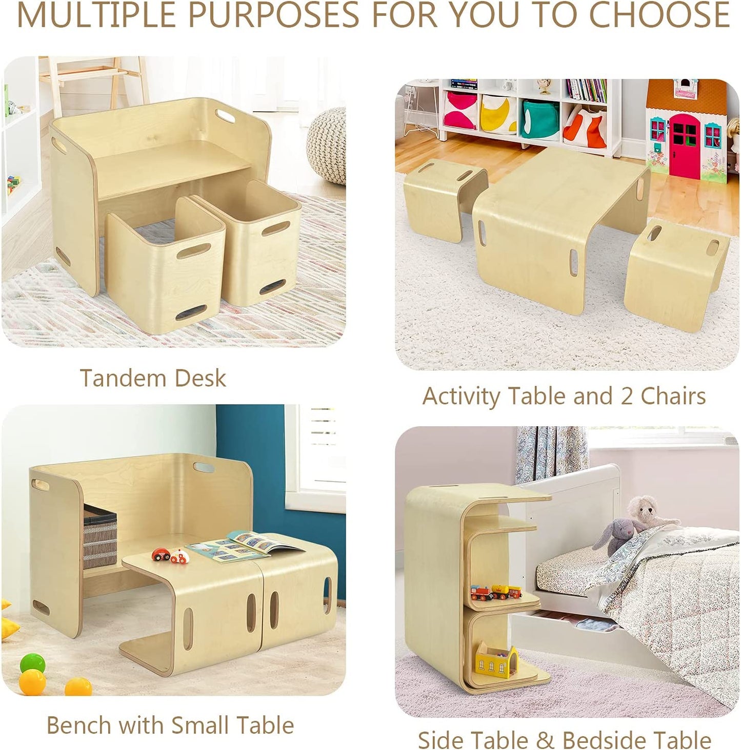 Kids Table and Chairs Set - Study Desk