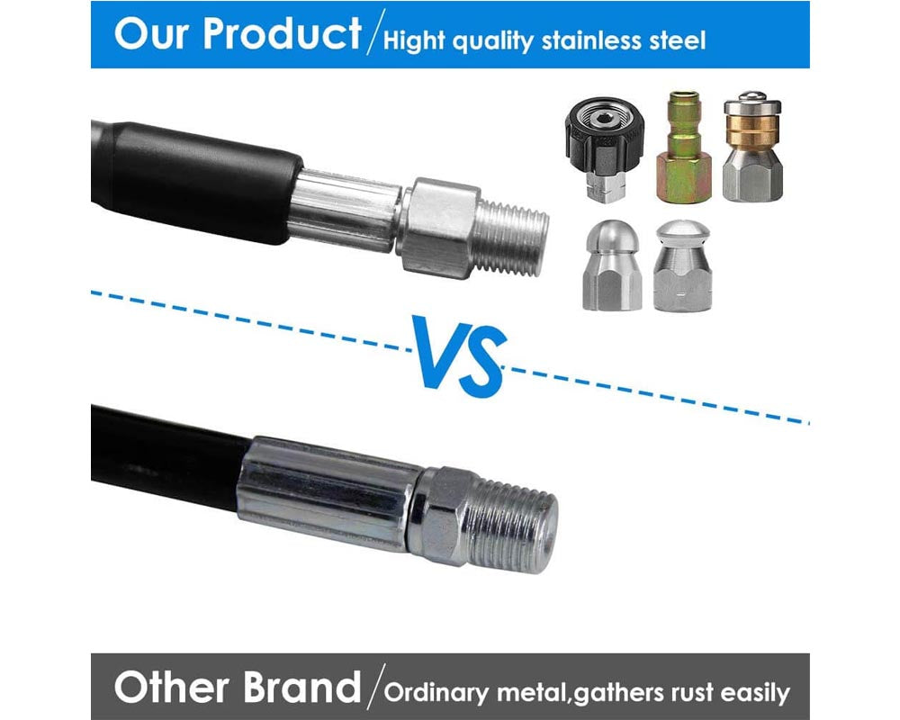 30M Kit for Pressure Washer - 100FT, 5800PSI Drain Cleaner Hose with Sewer Jetting Nozzle, Waterproof Tape Spanners