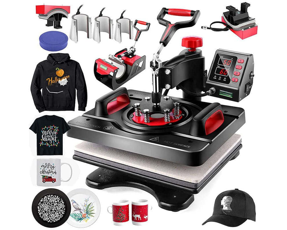 8 in 1 Heat Press Machine - 12" x 15" Digital Swing-Away Heat Transfer Machine for T-Shirts, Hats, Mugs, Plates