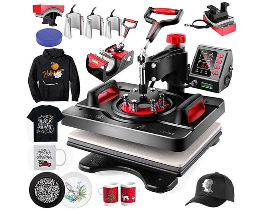 8 in 1 Heat Press Machine - 12" x 15" Digital Swing-Away Heat Transfer Machine for T-Shirts, Hats, Mugs, Plates