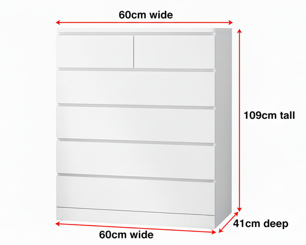 Multifunctional 6-Drawer Dresser for Bedroom Tallboy