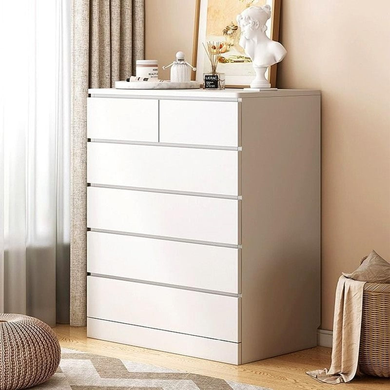 Multifunctional 6-Drawer Dresser for Bedroom Tallboy - Modern White Chest of Drawers with Large Capacity Storage for Living Room, Hallway, Entryway