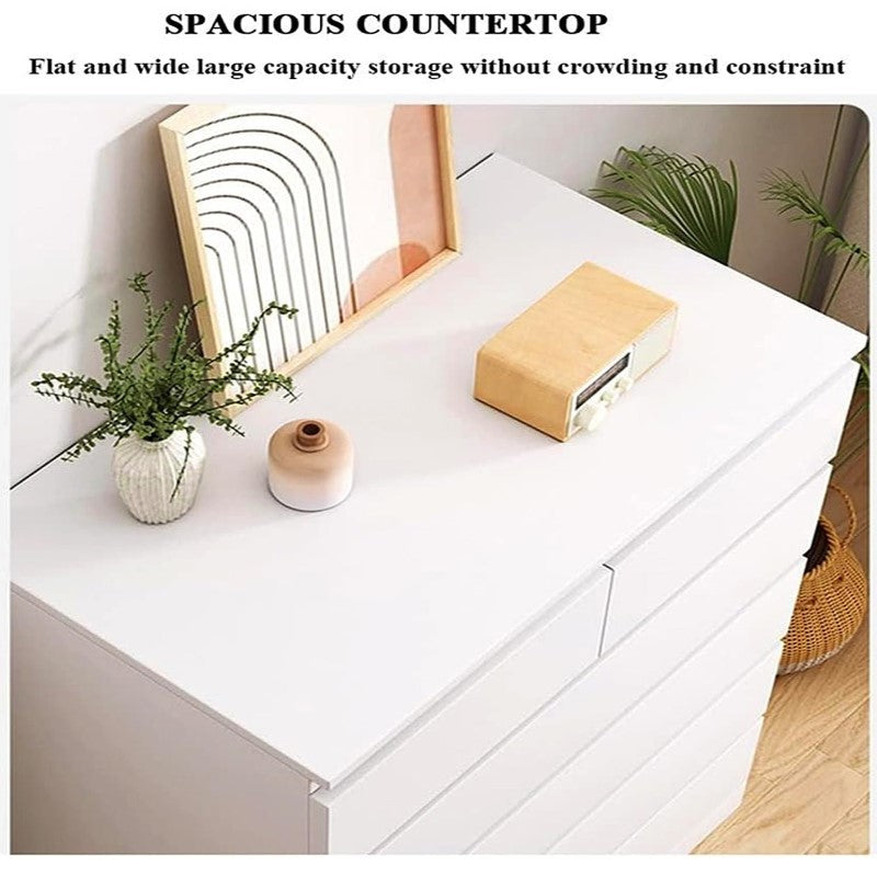 Multifunctional 6-Drawer Dresser for Bedroom Tallboy - Modern White Chest of Drawers with Large Capacity Storage for Living Room, Hallway, Entryway