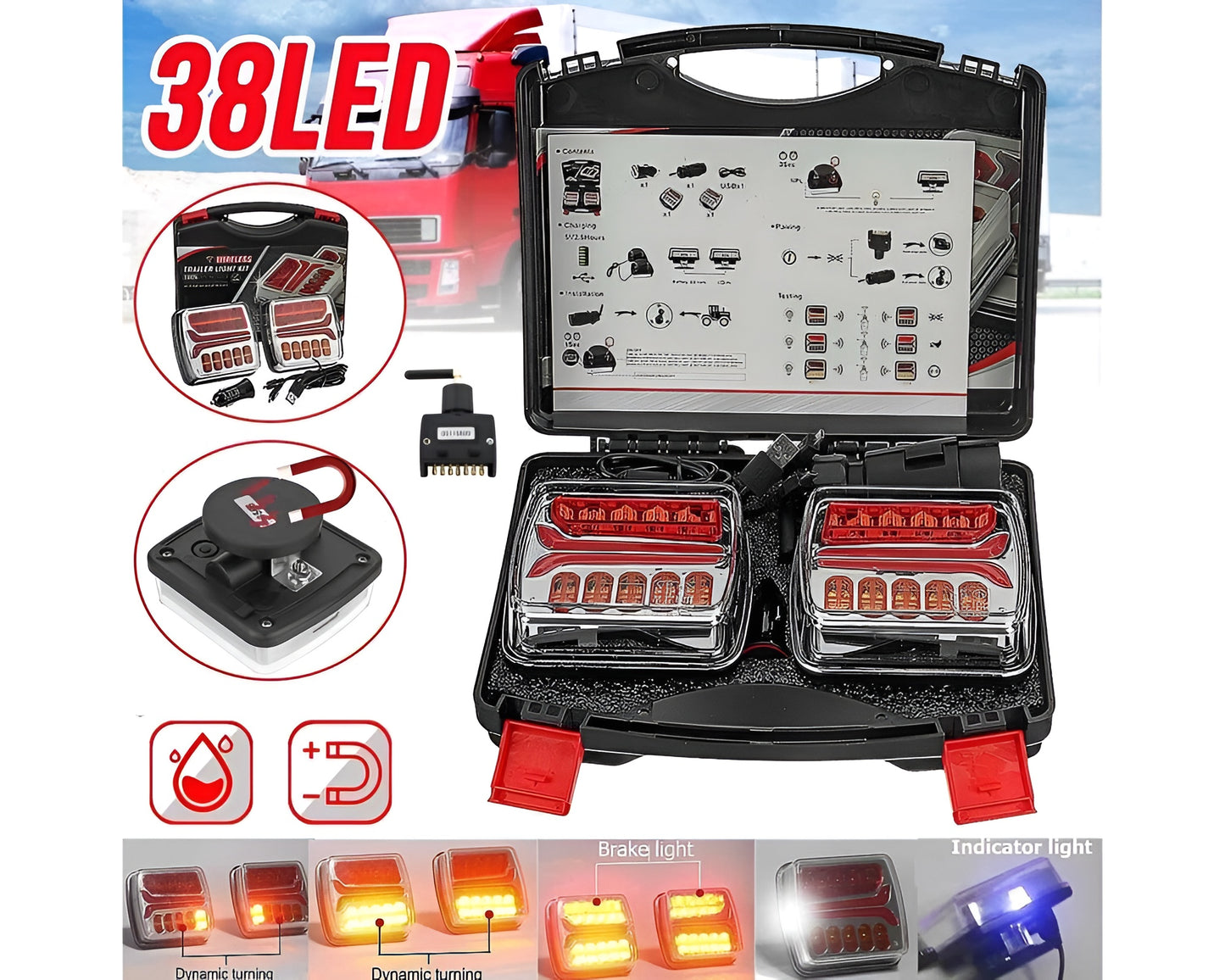 Trailer Light Magnetic Wireless LED Trailer Truck Tail Lights