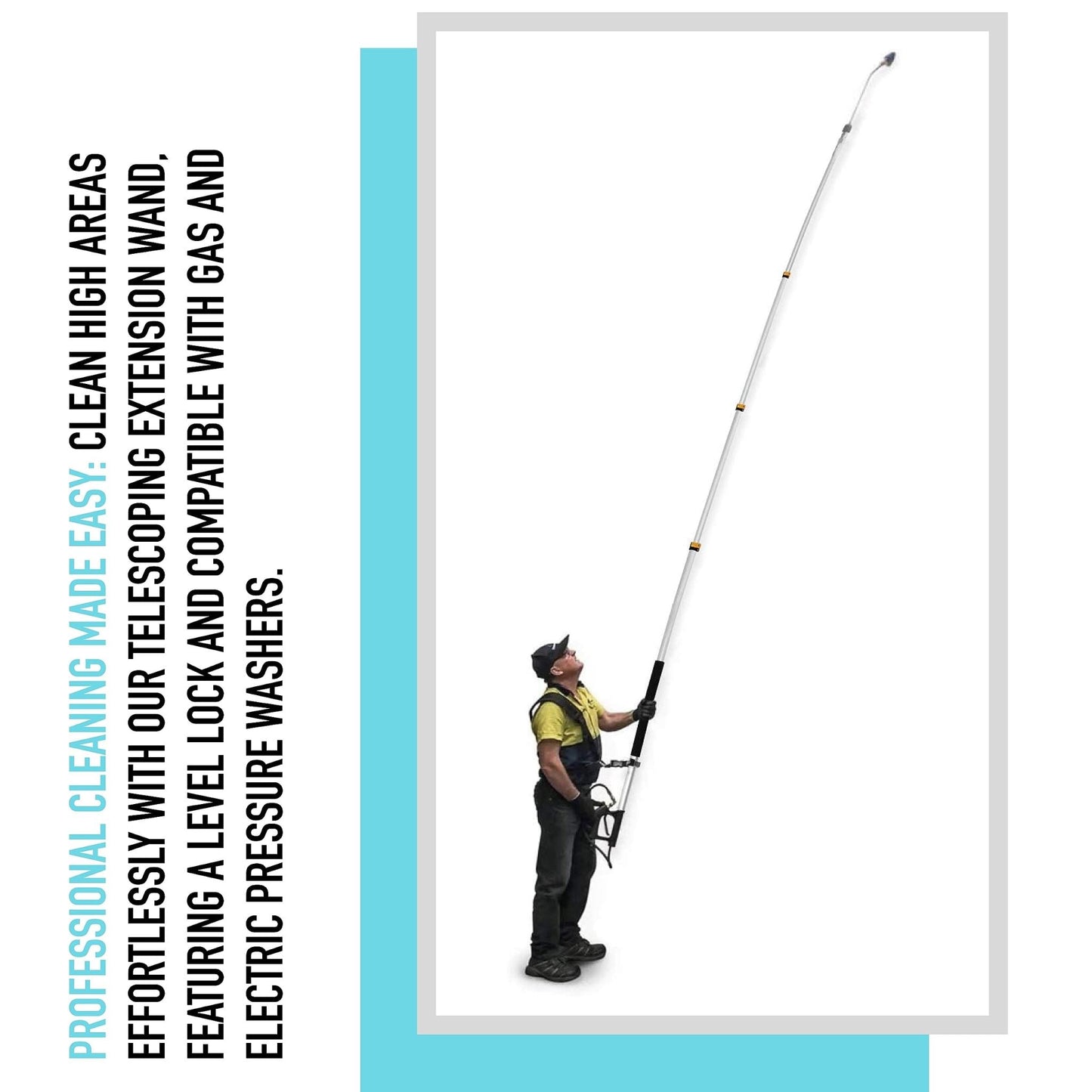 7.3m Telescoping Wand Pressure Washer Pole with Harness