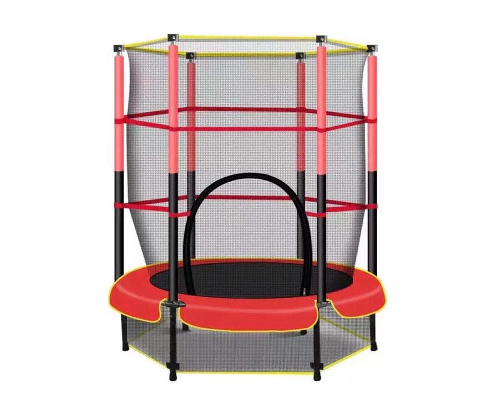 Indoor Outdoor 55" Bounce Trampoline - Safety Net Enclosure with Steel Frame