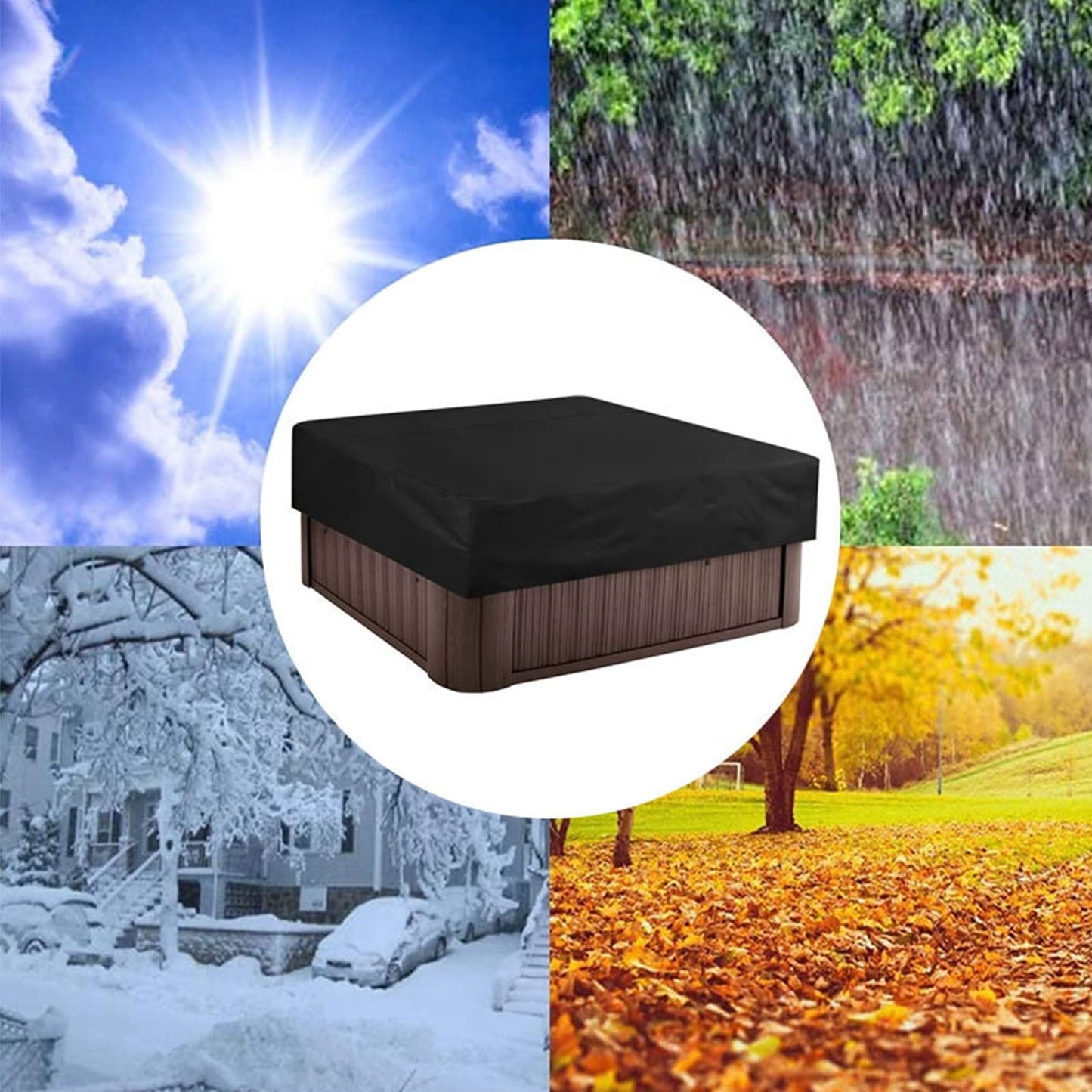 Square Hot Tub Cover Waterproof 210D Oxford Spa Cover Outdoor Protection