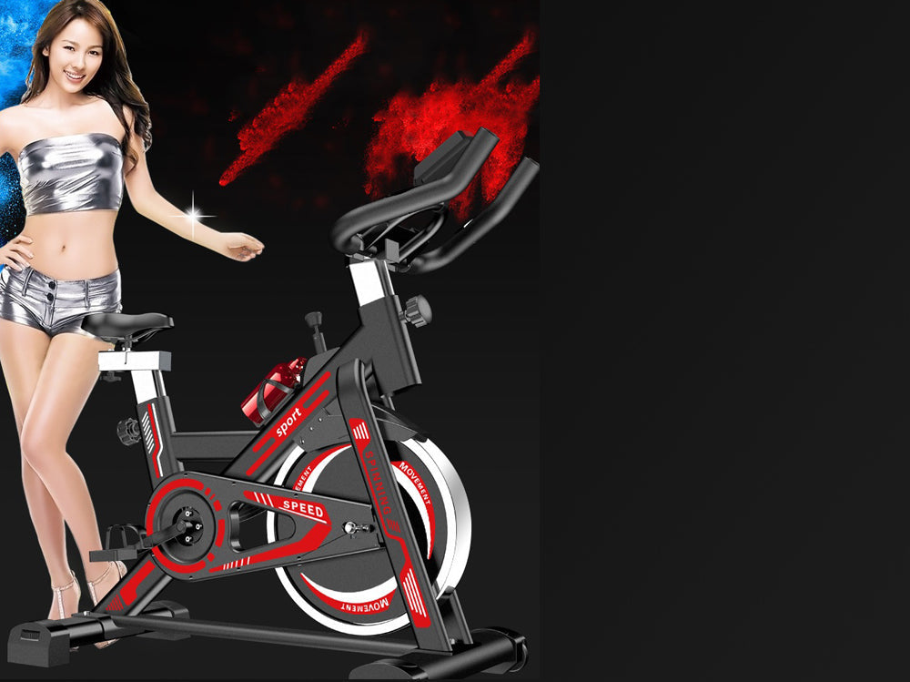 Spinning Bike for Home Cardio Workout - Silent, Adjustable Resistance, Heavy Duty Red Exercise Bike for Fitness Training, Cycling, and Weight Loss