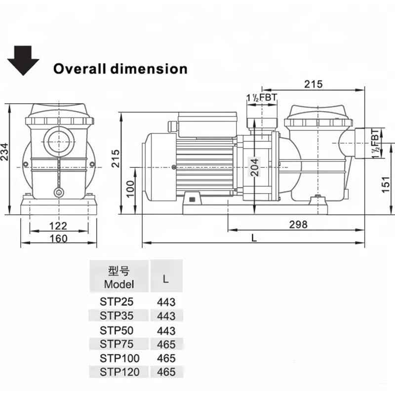 STP150 Swimming Pool Pump 1.5HP 1100W – Very Quiet Swimming Pool Pump