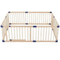 Deluxe 8 Panel Wooden Indoor Fence with Safety Door and Non-Slip Support