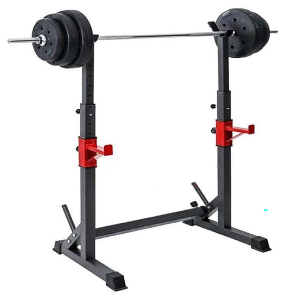 Adjustable Squat Rack - Heavy Duty Barbell Rack  Bench Press Stand for Home Gym Training