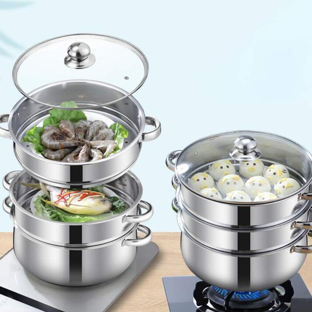 Steam Cooker 30CM 3-Tier Stainless Steel Steamer Pot