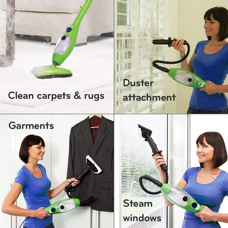 Steam Cleaner Mop Kills 99.9% of Bacteria Without Cleaning Chemicals (Green, Standard)