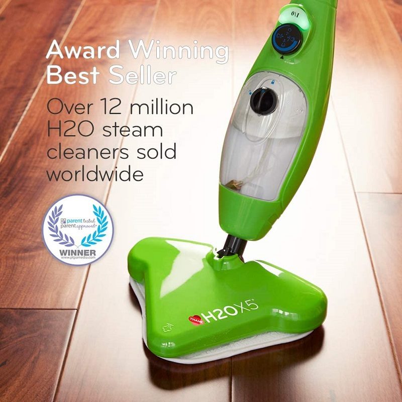 Steam Cleaner Mop Kills 99.9% of Bacteria Without Cleaning Chemicals (Green, Standard)