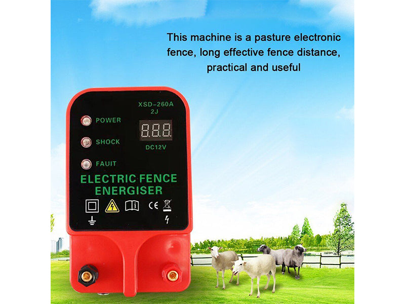 Electric Fence Energizer LCD Display | High Voltage Pulse Energizer with Dual Power Supply Modes