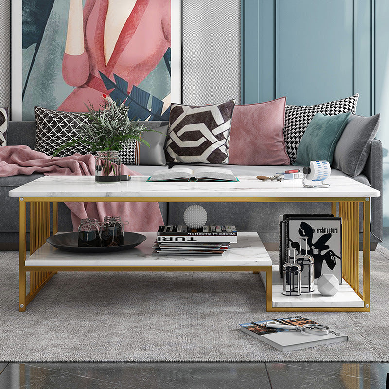 Coffee Table with Marble Texture – Modern Rectangle Coffee Table Design