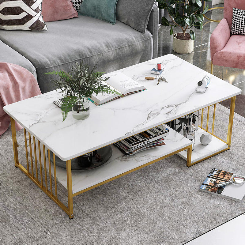 Coffee Table with Marble Texture – Modern Rectangle Coffee Table Design